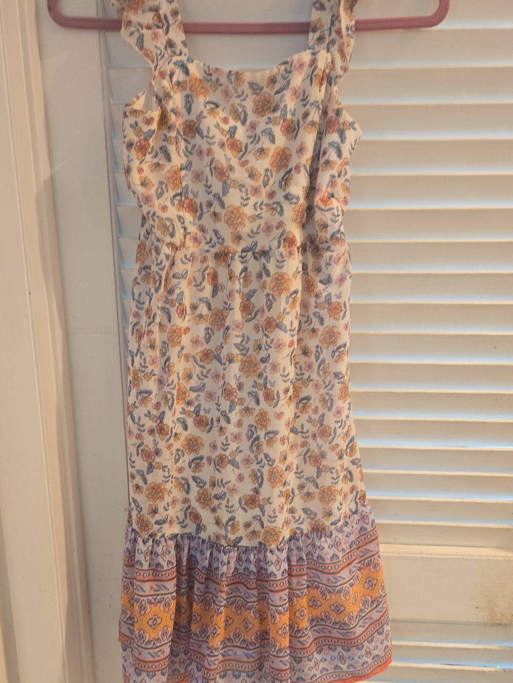 Cream Boho Floral Midi Sundress
